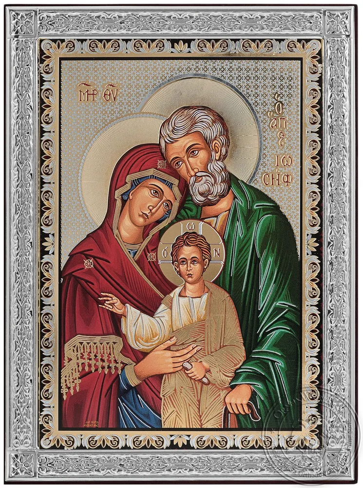 The Holy Family - Silver Icon Gold Print