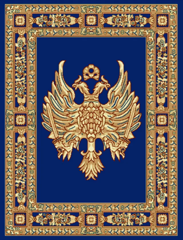 Прямоугольный церковный ковёр с двуглавым орлом синего цвета