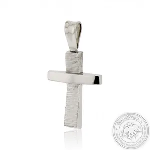 Christening Cross for Boys made of 14K White Gold