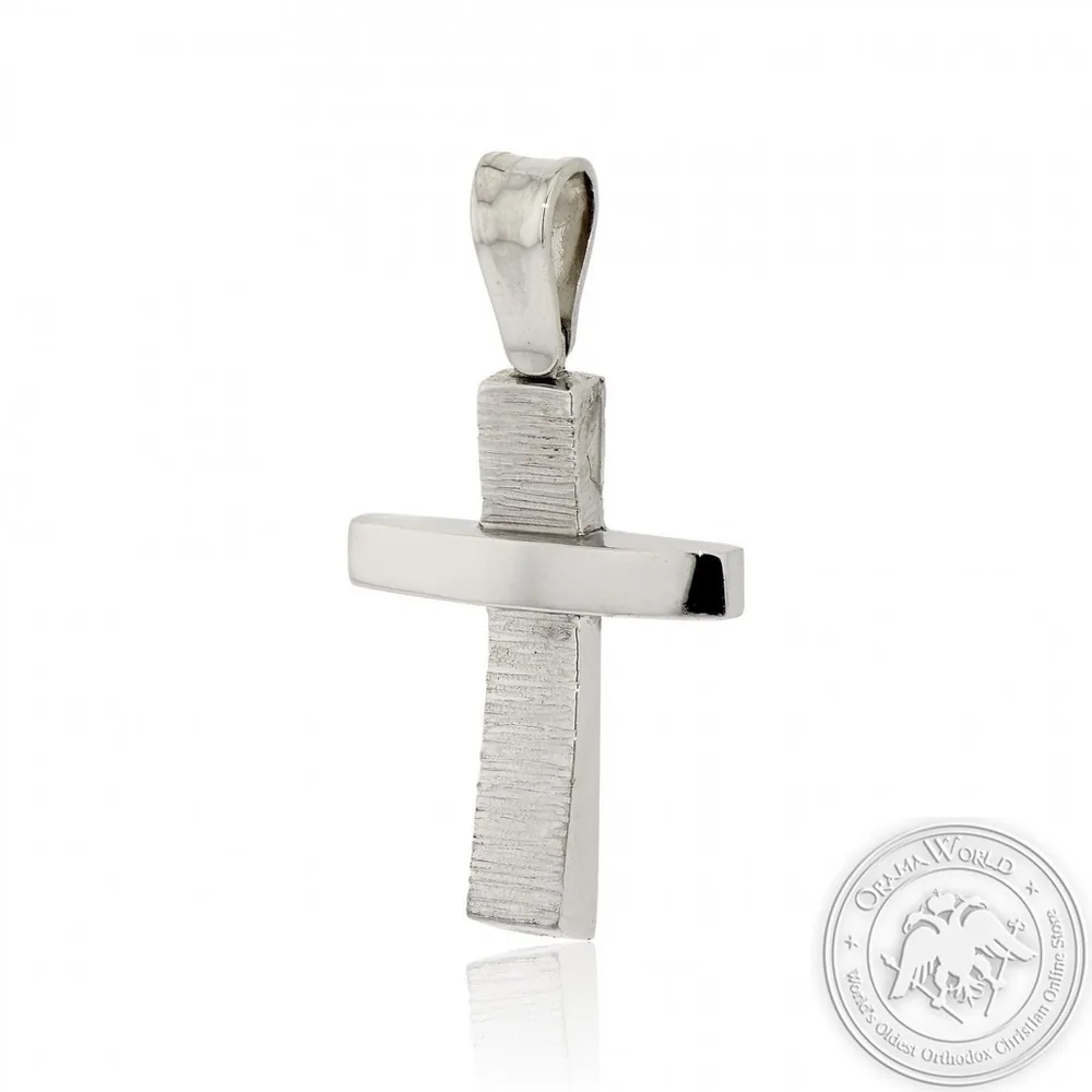 Christening Cross for Boys made of 14K White Gold