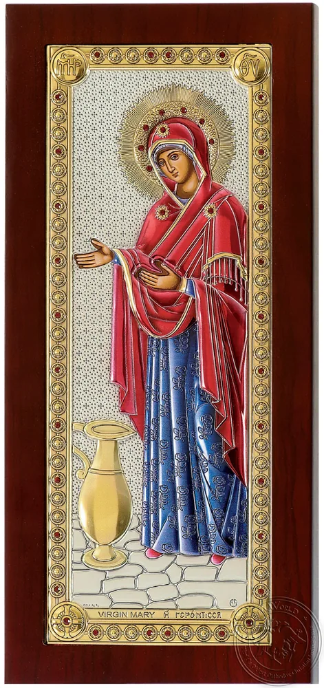 Virgin Mary Gerontissa - Silver Colored Icon