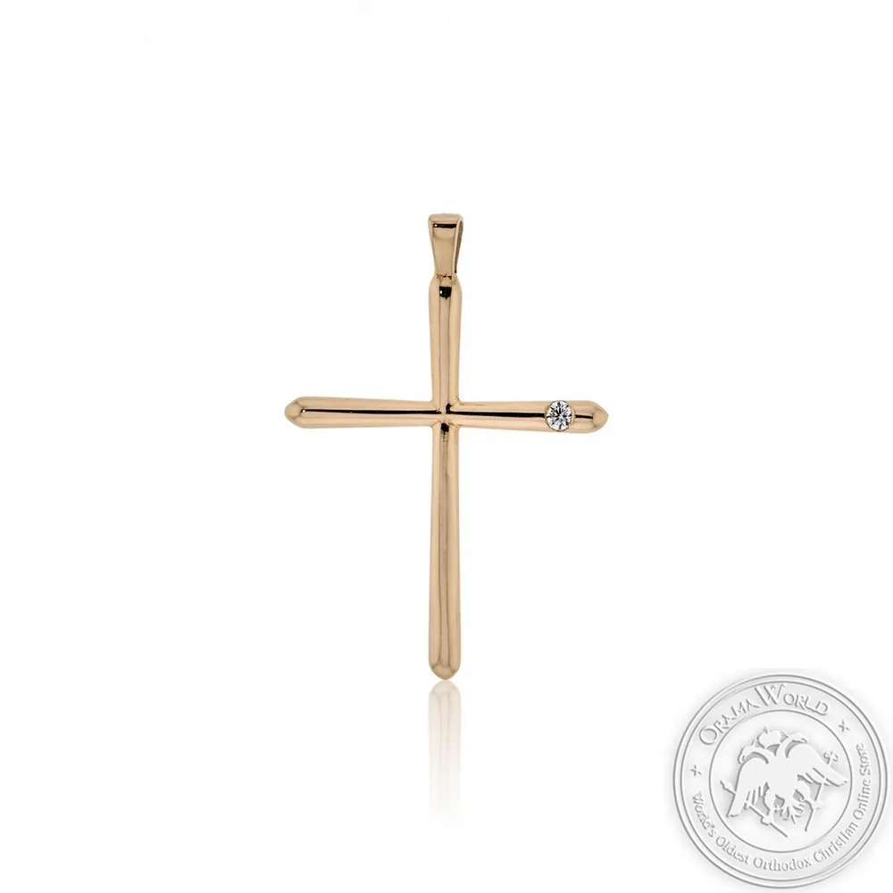 Christening Cross for Girls made of 18K Pink Gold with Diamond