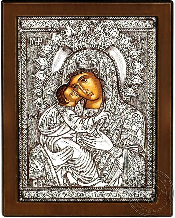 Glykophilousa  Byzantine Style - Silver Icon