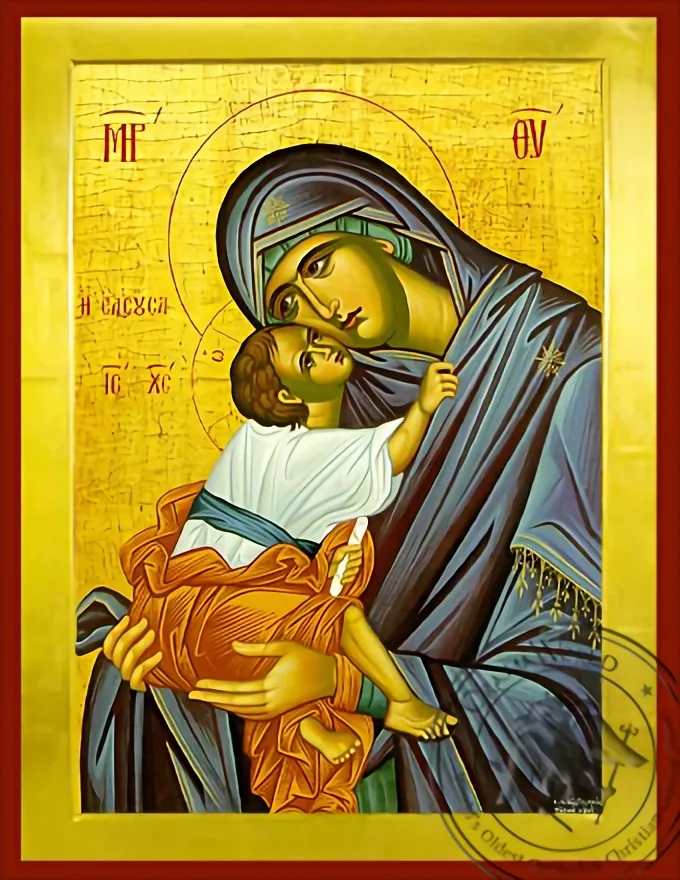 Virgin and Child, Sweet Kissing, Merciful - Byzantine Icon