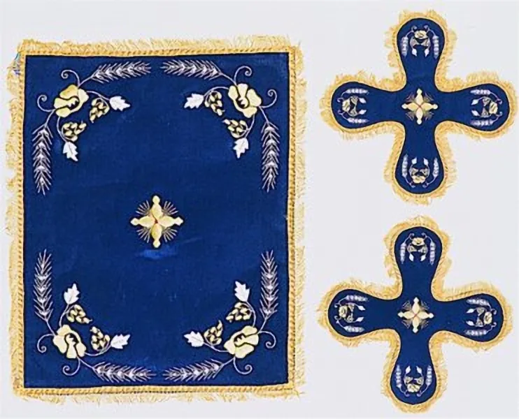 Velvet Cover Set with Flower Blue