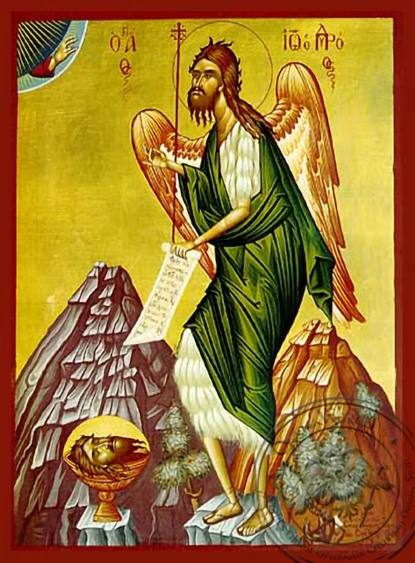წმინდა იოანე წინამორბედი, უდაბნოს ფრინველი, ხელნაწერი ხატი