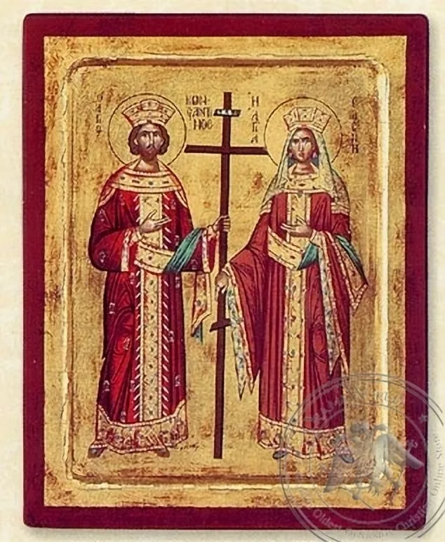 Saints Konstantinos & Eleni - Engraved Silk Printed Icon