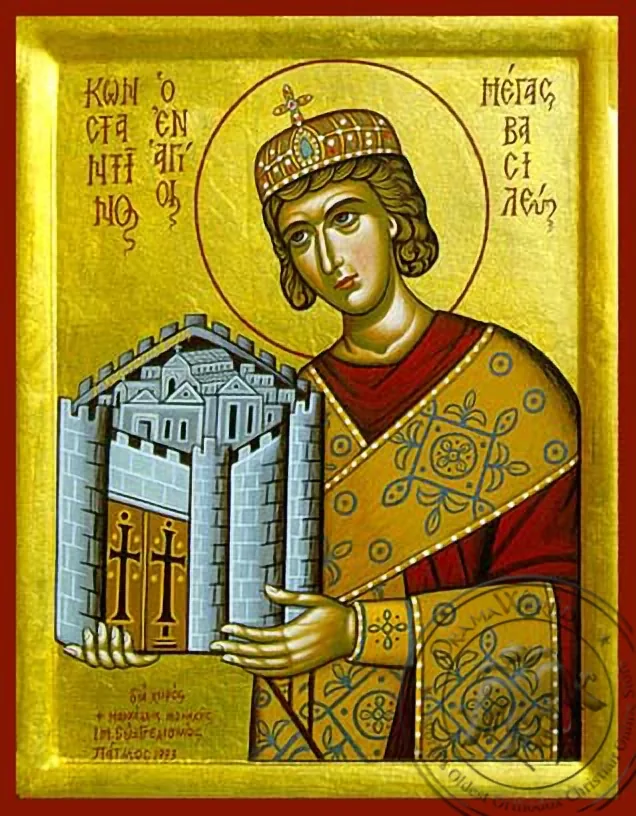 Святой Константин Великий, рукописная икона