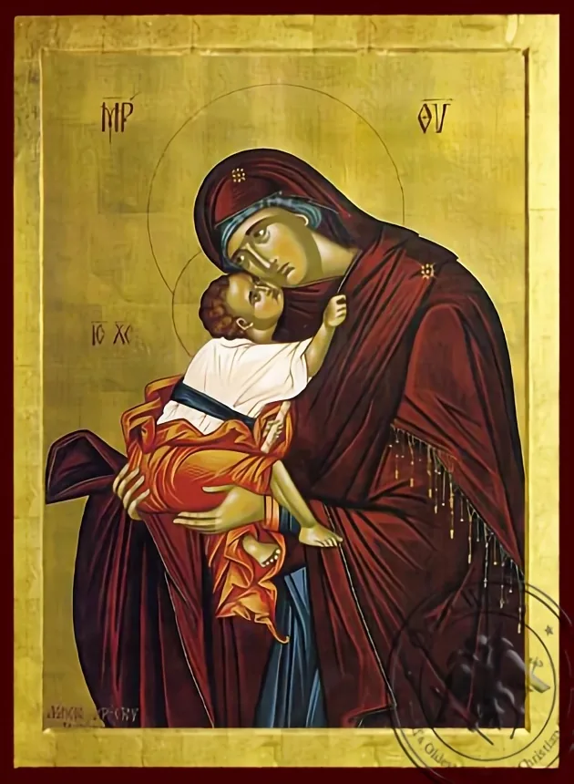 Virgin and Child, Sweet Kissing - Byzantine Icon