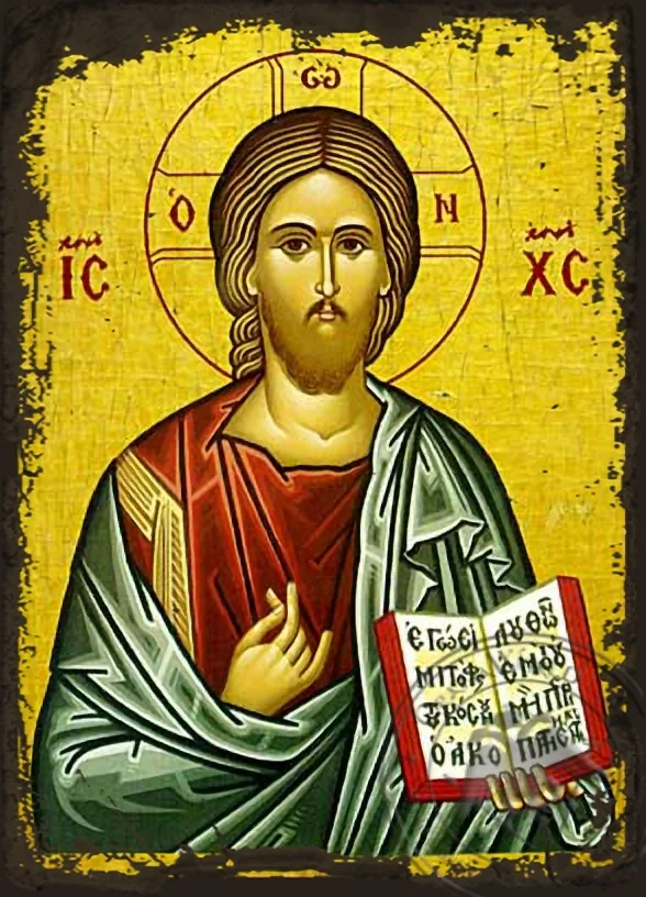 Спаситель благословляющий, византийская икона под старину