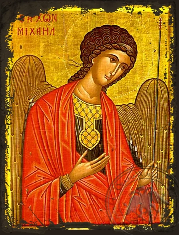 Archangel Michael, Supplicating - Aged Byzantine Icon