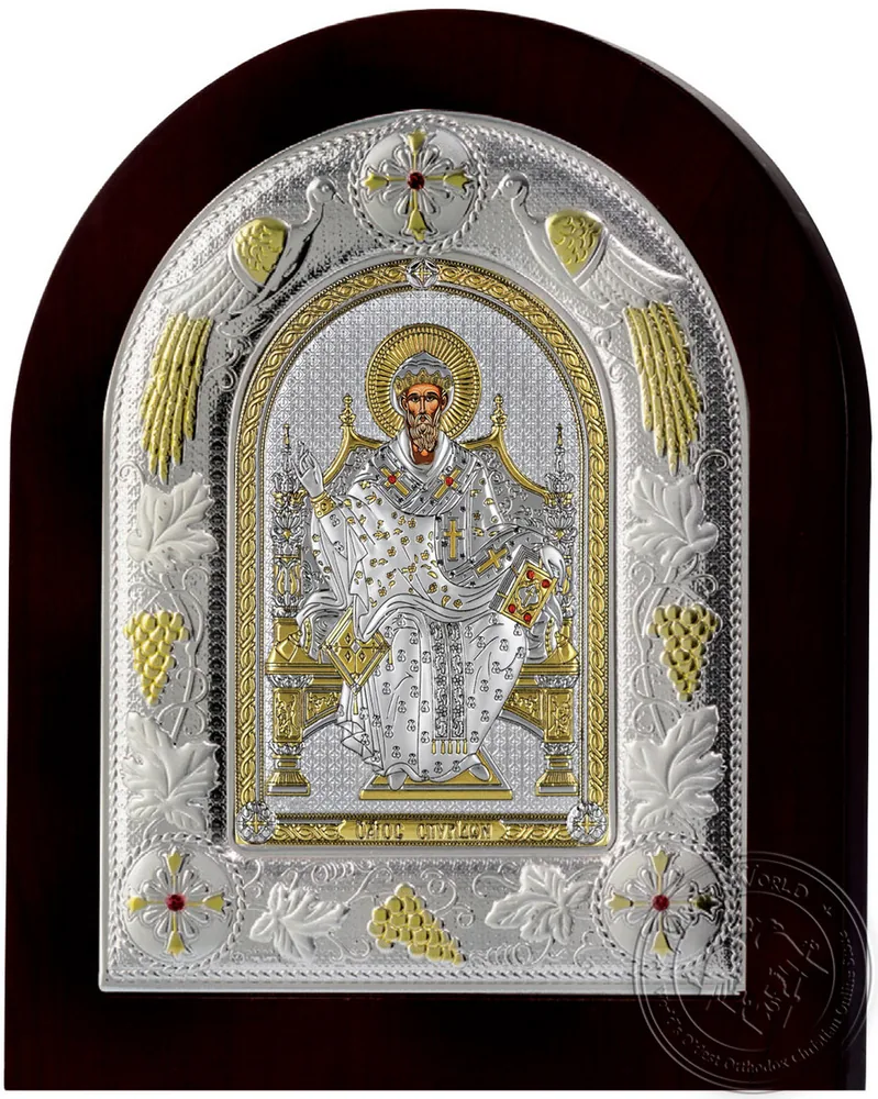 Святой Спиридон трон, серебряная икона