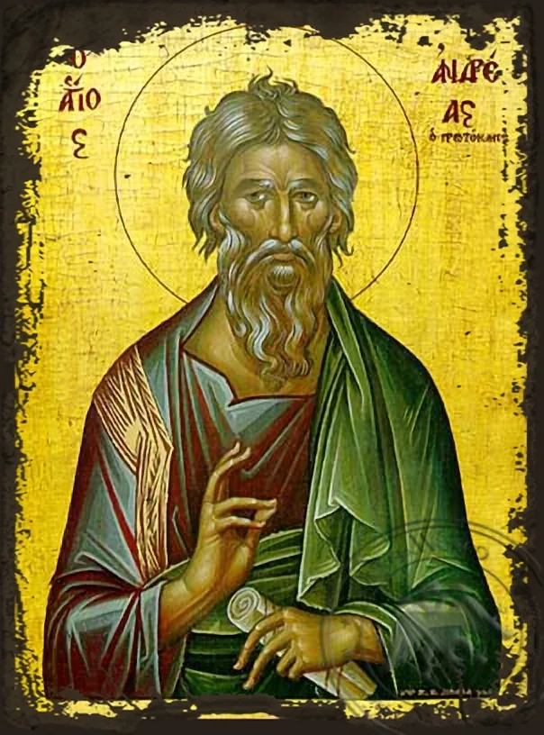 წმინდა მოციქული ანდრია, პირველწოდებული, ძველებურად გაფორმებული ბიზანტიური ხატი