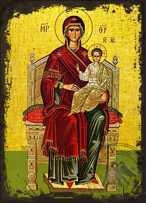 На престоле, византийская икона под старину