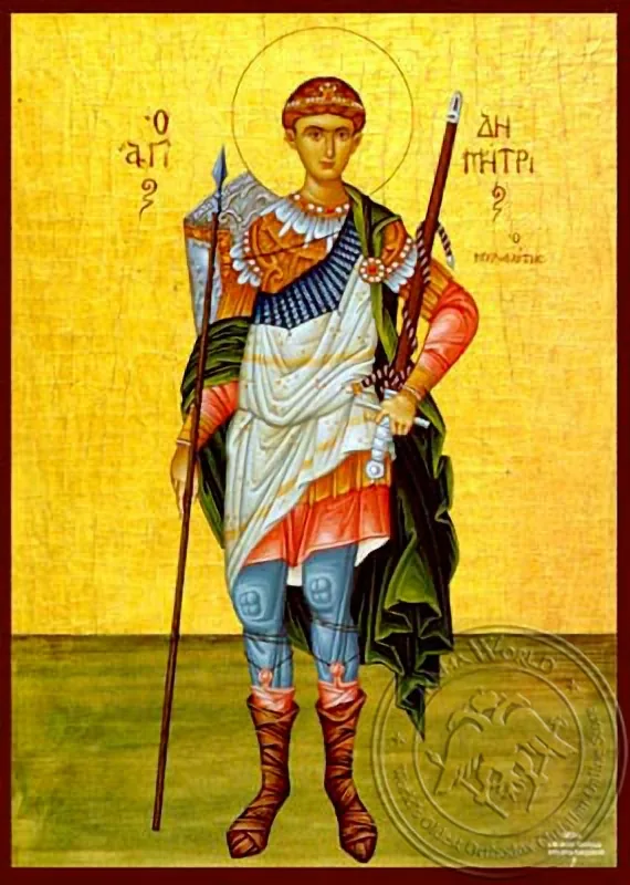 წმინდა დიმიტრი მირონმდინარე, სრული ტანით, ხელნაწერი ხატი