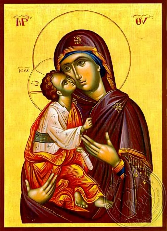Virgin and Child, Sweet Kissing - Hand Painted Icon