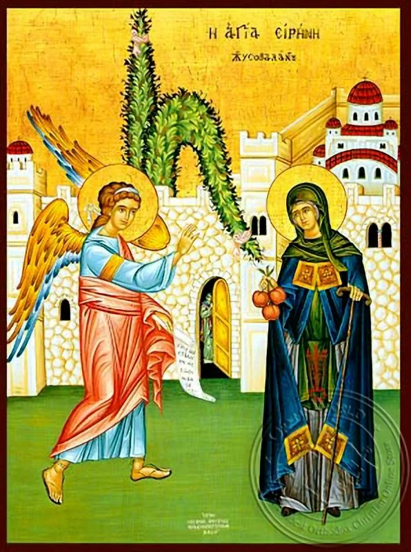 წმინდა ირინე ქრისოვალანტუ, სრული ტანით, ხელნაწერი ხატი