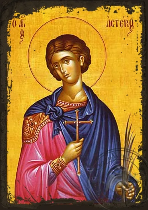 Saint Asterius, Martyr, at Aegae in Cilicia - Aged Byzantine Icon