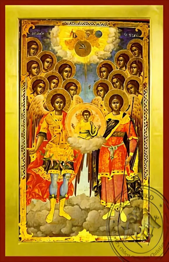 წმინდა მთავარანგელოზთა კრება, სრული ტანით, ბიზანტიური ხატი