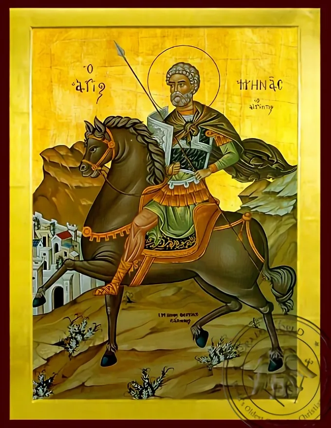 წმინდა დიდმოწამე მინა, ეგვიპტელი, ცხენზე, ბიზანტიური ხატი