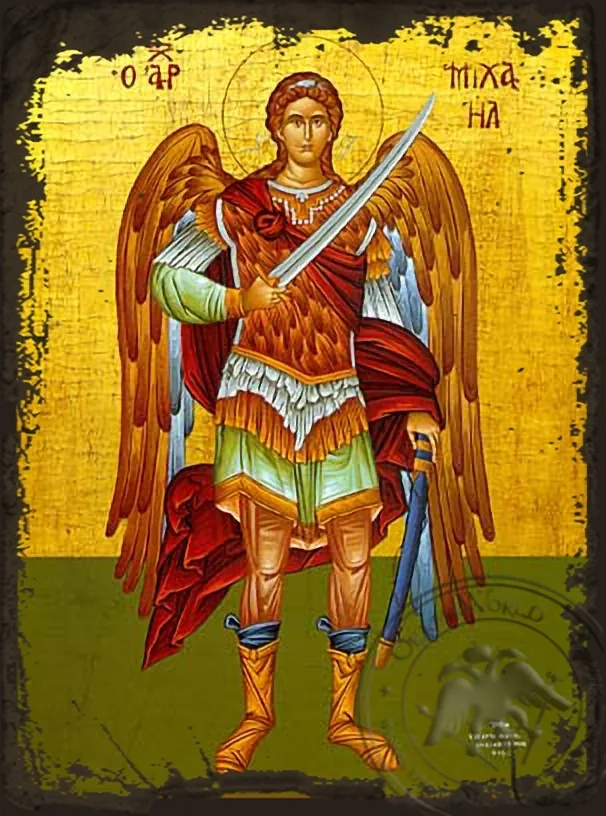 Archangel Michael, Full Body - Aged Byzantine Icon