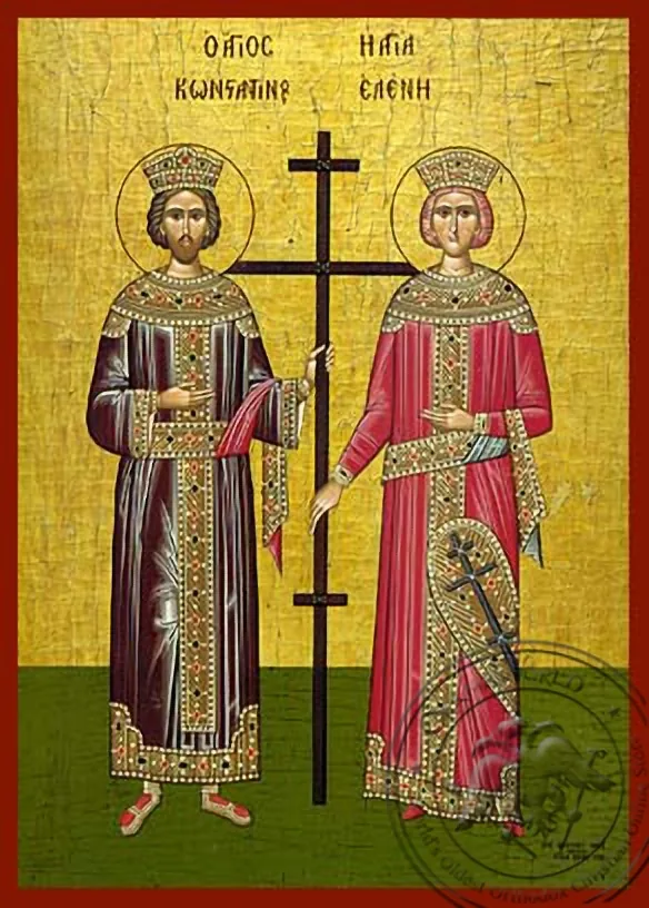 Saints Constantine and Helen, Full Body - Hand Painted Icon