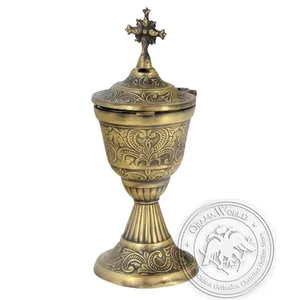 Byzantine Brass Cemetery Oil Lamp - H142