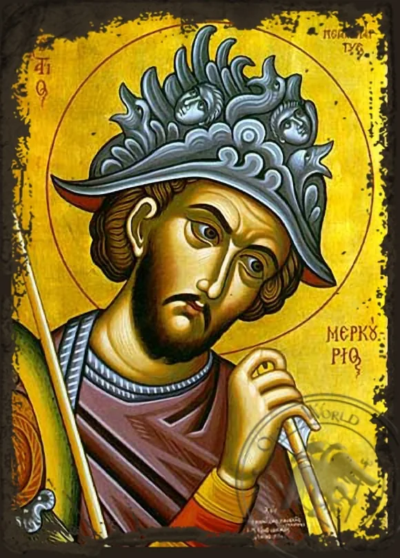 Saint Mercurios - Aged Byzantine Icon