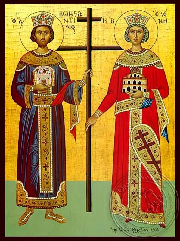 Saints Constantine and Helen, Full Body - Hand Painted Icon