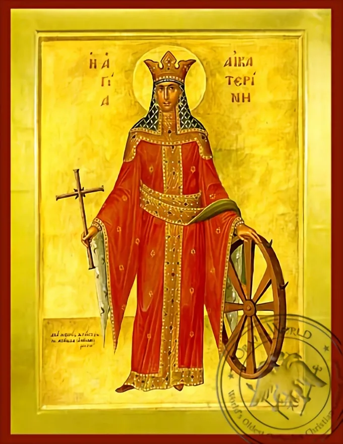 Святая великомученица Екатерина, Александрийская, в полный рост, византийская икона