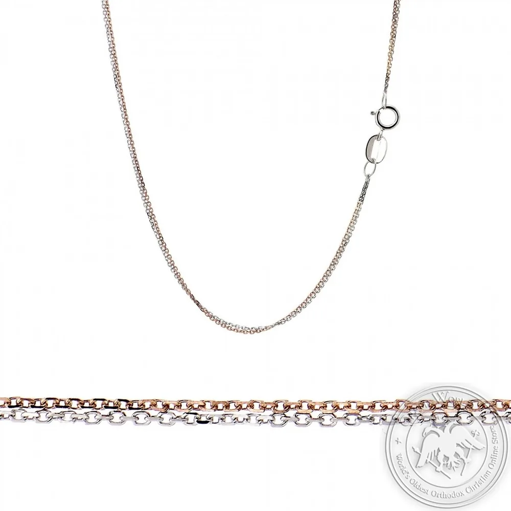 Doube Chain made of 14K Pink and White Gold