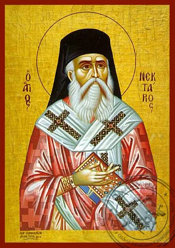 Святой Нектарий, митрополит Пентапольский, рукописная икона