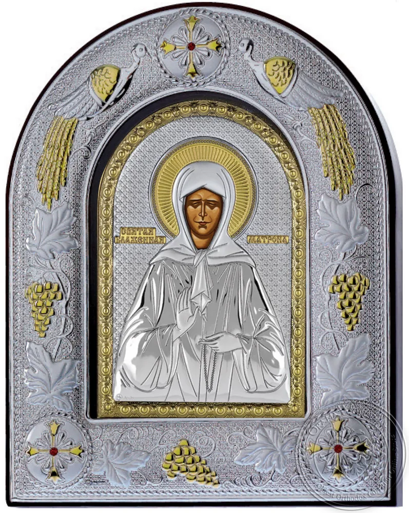მატრონა, ვერცხლის ხატი მინის ჩარჩოში