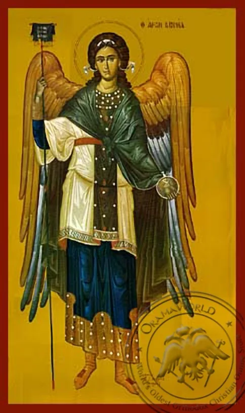 მთავარანგელოზი გაბრიელი, სრული ტანით, ხელნაწერი ხატი