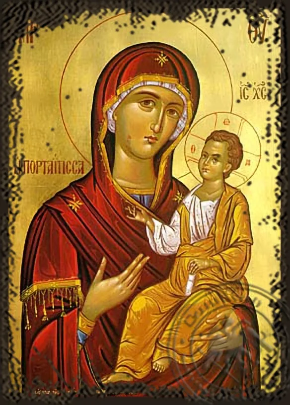 Panagia Portaitissa - Aged Byzantine Icon