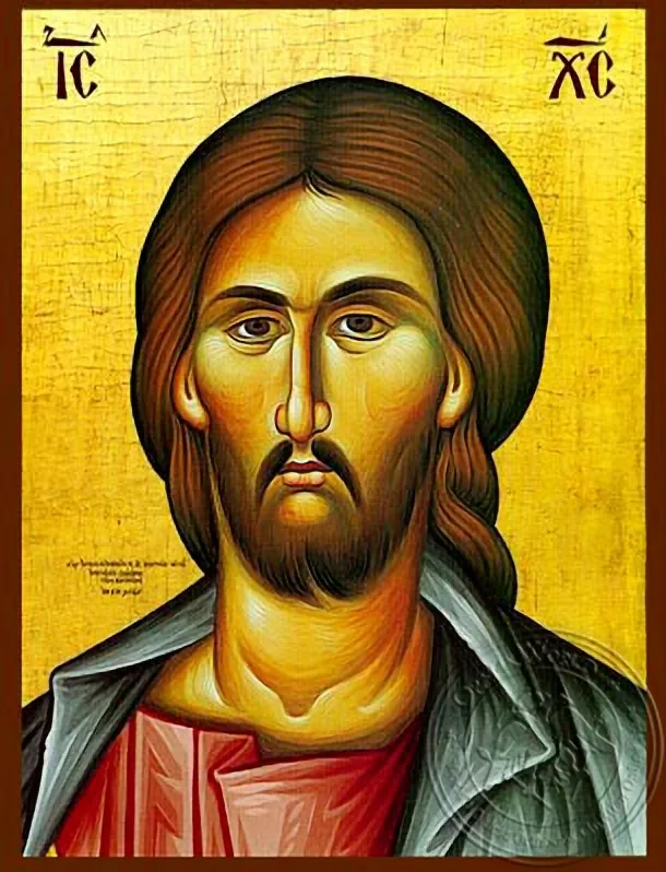 Христос, оплечная, рукописная икона