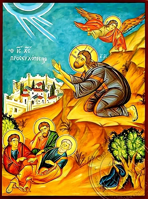 Моление сад, рукописная икона