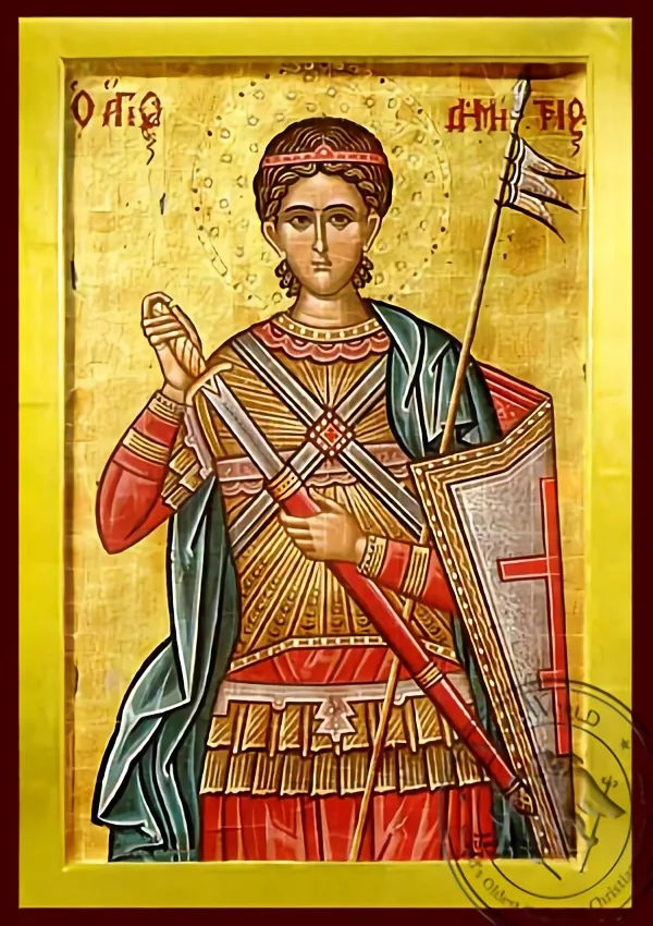 Saint Demetrius the Myrrh-Gusher, Half - Byzantine Icon