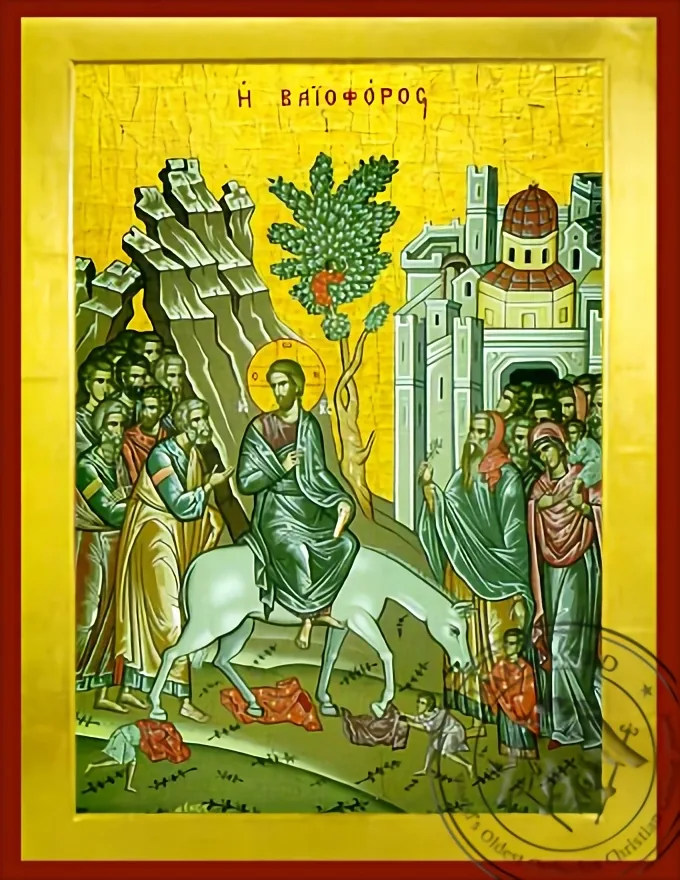 Вход Господень в Иерусалим (Вербное воскресенье), византийская икона