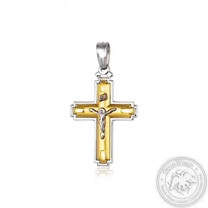 Christening Cross for Boys made of 14K Yellow and White Gold