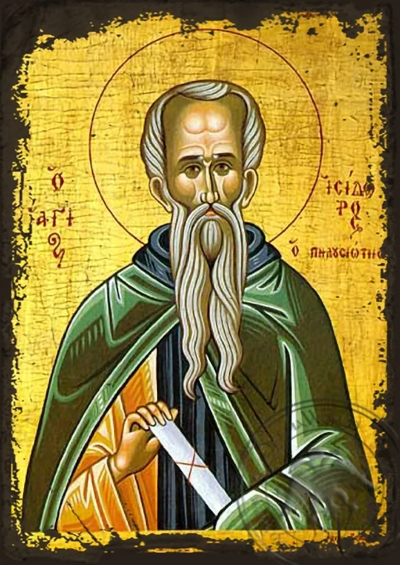 Saint Isidoros of Mount Pelousion - Aged Byzantine Icon