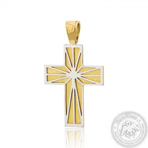 Christening Cross for Boys made of 14K Yellow and White Gold