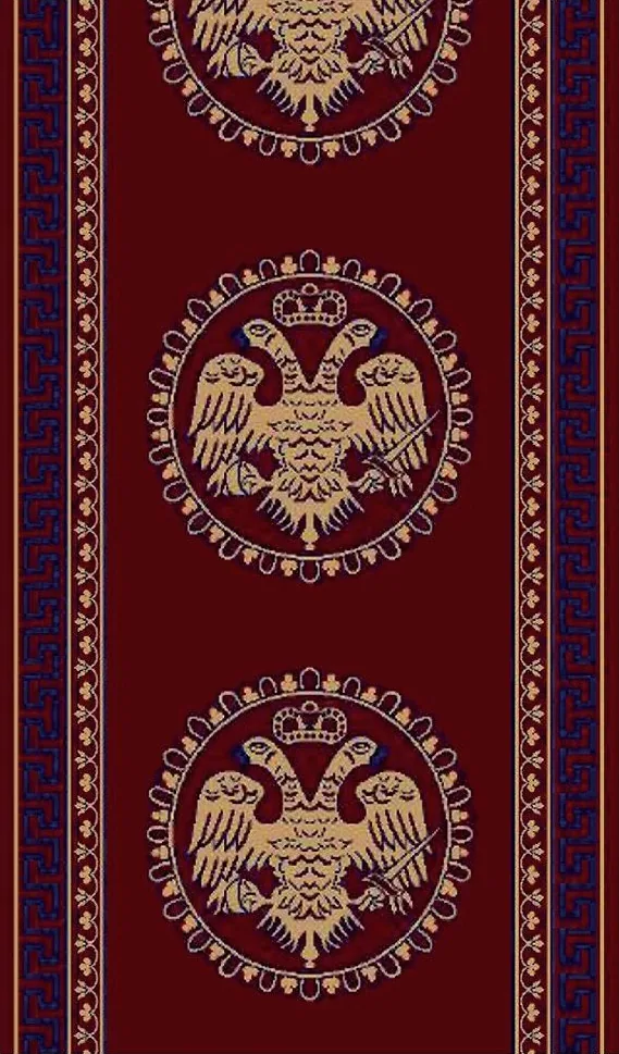 Ecclesiastical Corridor with Byzantine Double-headed Eagle in Red Color