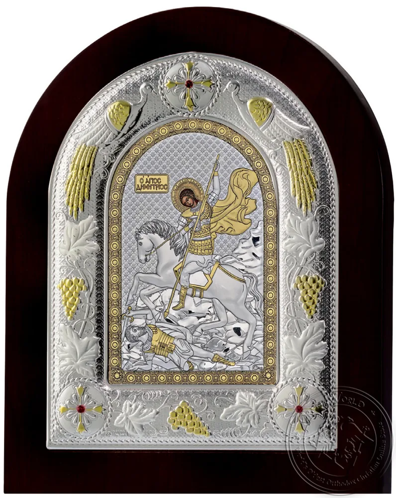 Святой Димитрий, серебряная икона