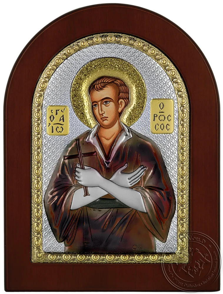 Святой Иоанн Русский, икона под серебро