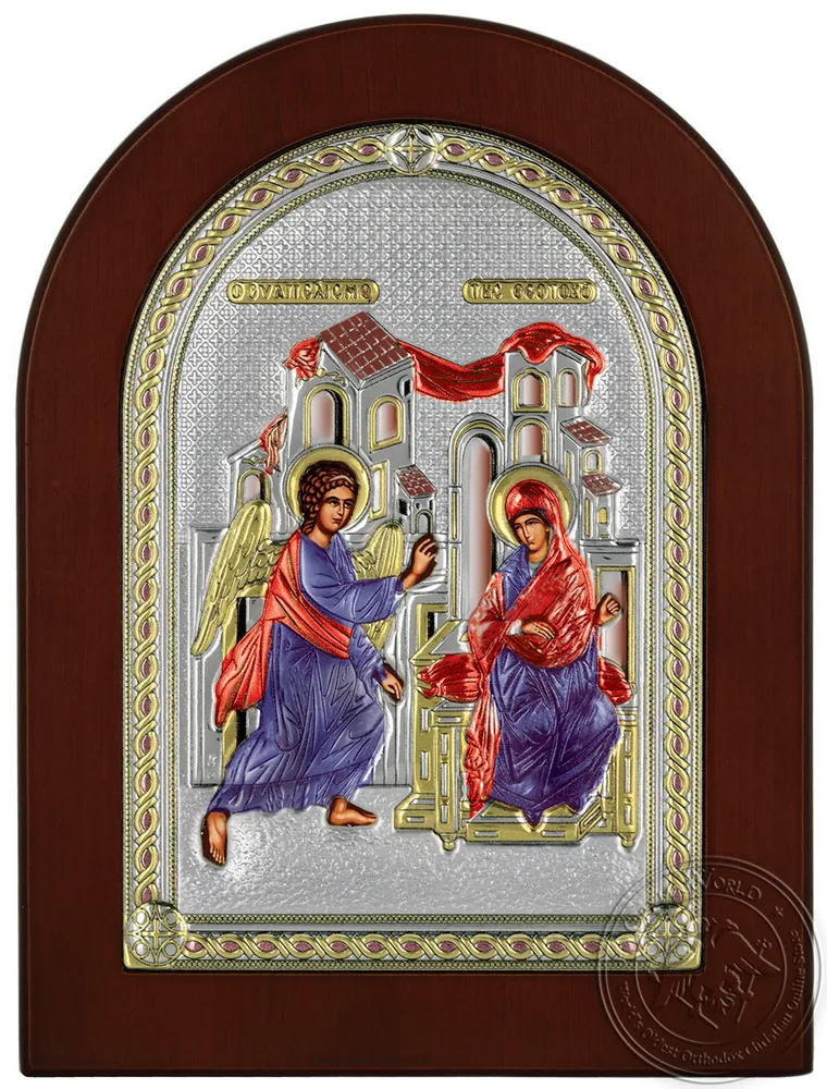 Благовещение, икона под серебро