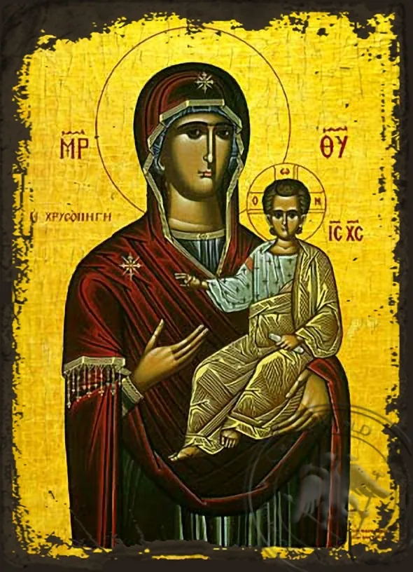 Богородица Золотой Источник, византийская икона под старину