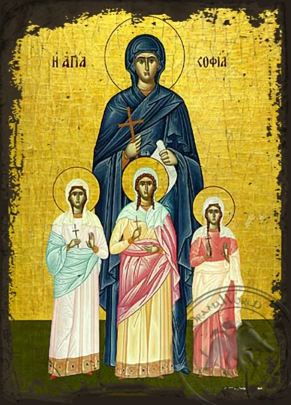 Святая София и дочери её, византийская икона под старину
