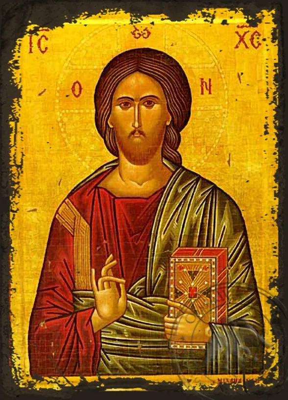 Christ Blessing - Aged Byzantine Icon