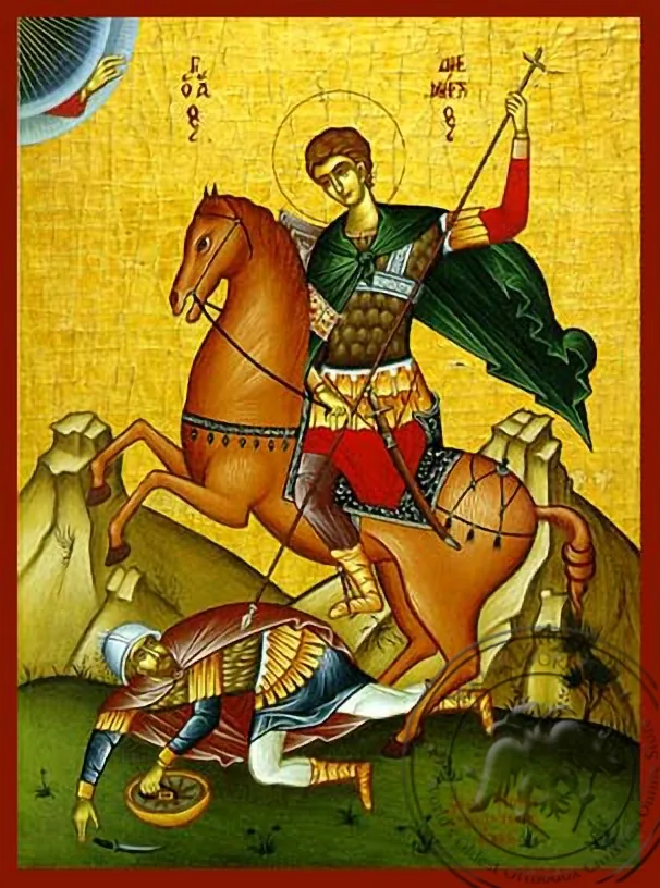 წმინდა დიმიტრი მირონმდინარე, ცხენზე, ხელნაწერი ხატი